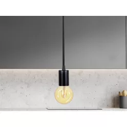 Fém E27 foglalat 1m fekete textilkábellel, max 60W BH531