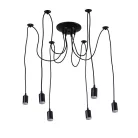 Fém E27 foglalat 6 foglalattal, 2m fekete kábel, max. 60W - BH5361