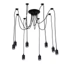 Fém E27 foglalat 8 foglalattal, 2m fekete kábel, max. 60W - BH5381