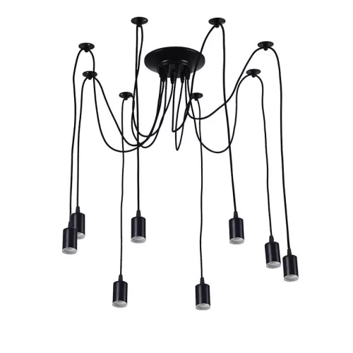 Fém E27 foglalat 8 foglalattal, 2m fekete kábel, max. 60W - BH5381