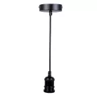Fém E27 foglalat 60W, 1m kábel, fekete - BH602B