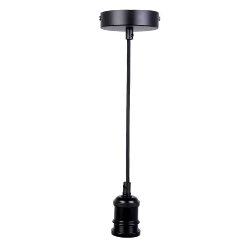 Fém E27 foglalat 60W, 1m kábel, fekete - BH602B