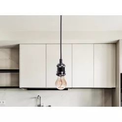   Fém E27 foglalat 60W, 1m kábel, króm-fényes fekete - BH622B