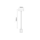 Foglalat E27 230V / 60W Króm / Fényes fekete 1m Fém - BH622B