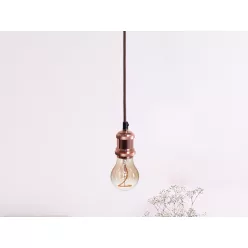   Fém E27 foglalat 1m barna textilkábellel, réz szín, max 60W BH632H