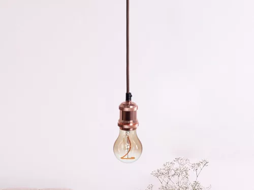 Fém E27 foglalat 1m barna textilkábellel, réz szín, max 60W BH632H