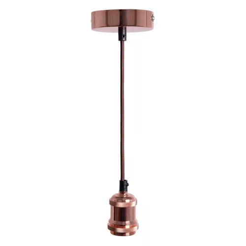 Fém E27 foglalat 1m barna textilkábellel, réz szín, max 60W BH632H