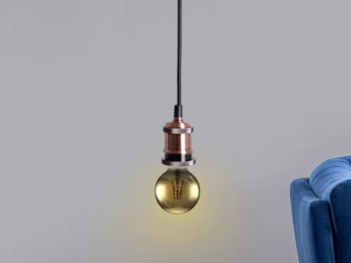 Fém E27 foglalat 60W, 1m kábel, antik réz - BH642B