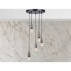   Fém E27 foglalat bronz színben, 1m fekete textil kábellel, max. 60W - BH6652TB-B