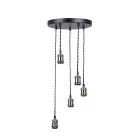 Fém E27 foglalat bronz színben, 1m fekete textil kábellel, max. 60W - BH6652TB-B