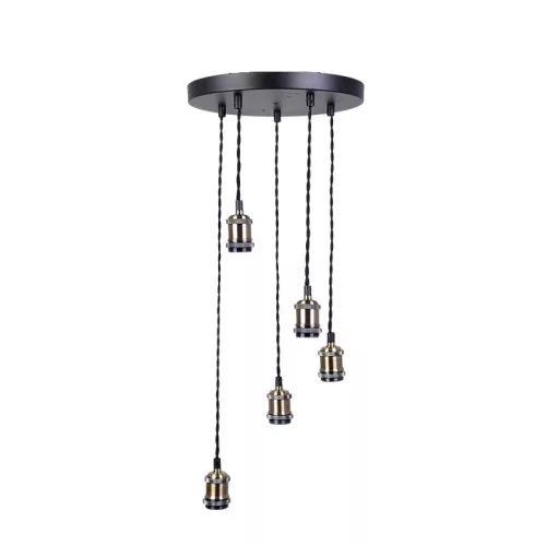 Fém E27 foglalat bronz színben, 1m fekete textil kábellel, max. 60W - BH6652TB-B