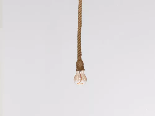 Fém E27 foglalat természetes kötél bevonattal, 1m kábel, max. 60W - BH671-1