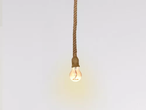 Fém E27 foglalat természetes kötél bevonattal, 1m kábel, max. 60W - BH671-1