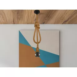   Fém E27 foglalat természetes kötél bevonattal, 2m kábel, max. 60W - BH671-3