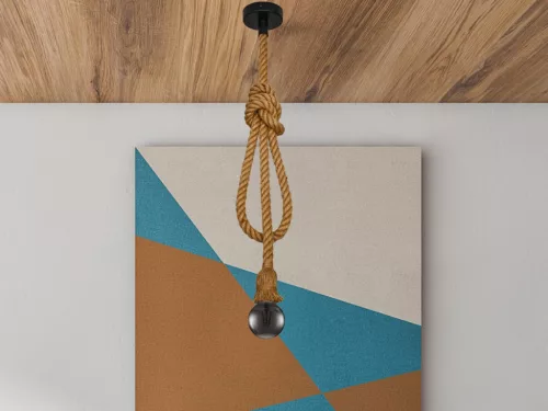 Fém E27 foglalat természetes kötél bevonattal, 2m kábel, max. 60W - BH671-3