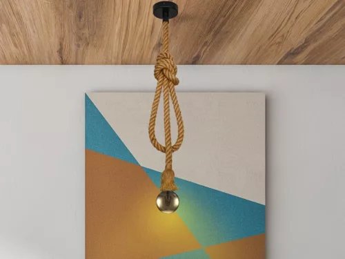 Fém E27 foglalat természetes kötél bevonattal, 2m kábel, max. 60W - BH671-3