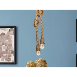   Fém E27 foglalat 2 foglalattal, 3m természetes kötél kábel, max. 60W - BH6721-5