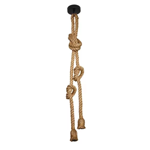 Fém E27 foglalat 2 foglalattal, 3m természetes kötél kábel, max. 60W - BH6721-5