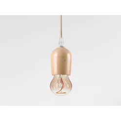   Fém E27 foglalat természetes fa kivitelben, 1,5m textil kábellel, max. 60W - BH681H