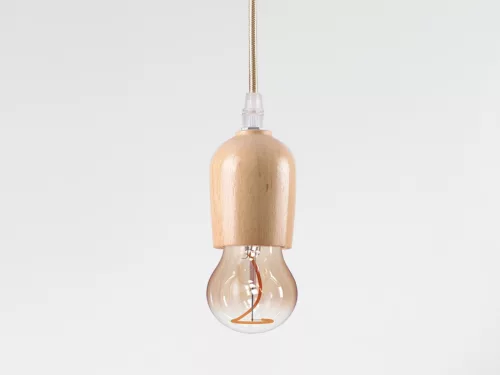 Fém E27 foglalat természetes fa kivitelben, 1,5m textil kábellel, max. 60W - BH681H