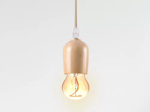 Fém E27 foglalat természetes fa kivitelben, 1,5m textil kábellel, max. 60W - BH681H