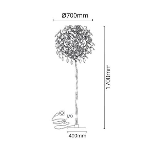 Luxus kristály állólámpa 200W, 5x G9 foglalat, 70cm Ø, 230V, IP20 - CA011/F
