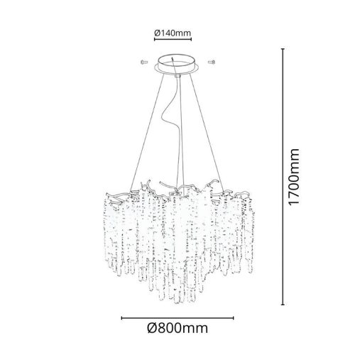 Luxus kristály függőlámpa 520W, 13x G9 foglalat, 80cm Ø, 230V, IP20 - CA021/800