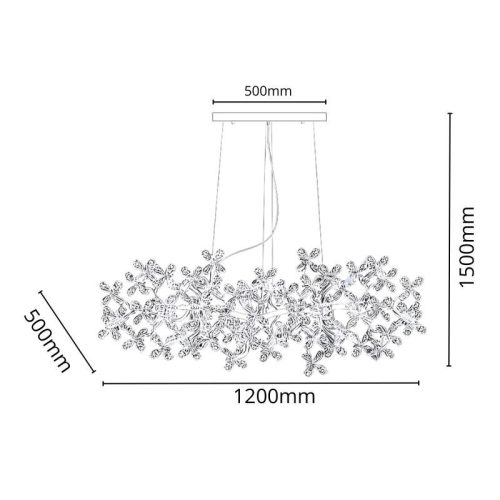 Luxus kristály függőlámpa 520W, 13x G9 foglalat, 120cm, 230V, IP20 - CA032/1200L