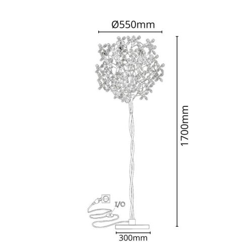 Luxus kristály állólámpa 200W, 5x G9 foglalat, 55cm Ø, 230V, IP20 - CA032/F