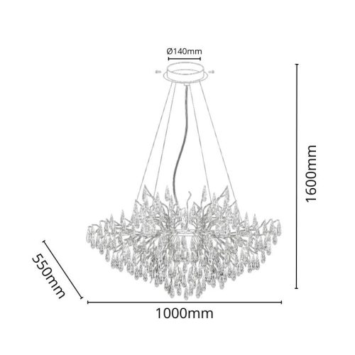 Luxus kristály függőlámpa 11xG9, 1000x550x750 mm, 440W, állítható magasság - CA061/1000L