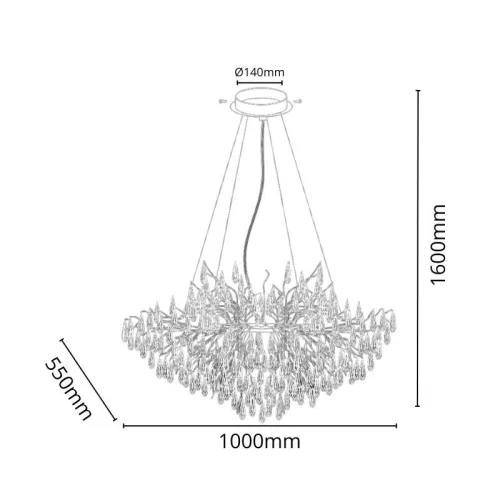 Luxus kristály függőlámpa 11xG9, 1000x550x750 mm, 440W, állítható magasság - CA061/1000L