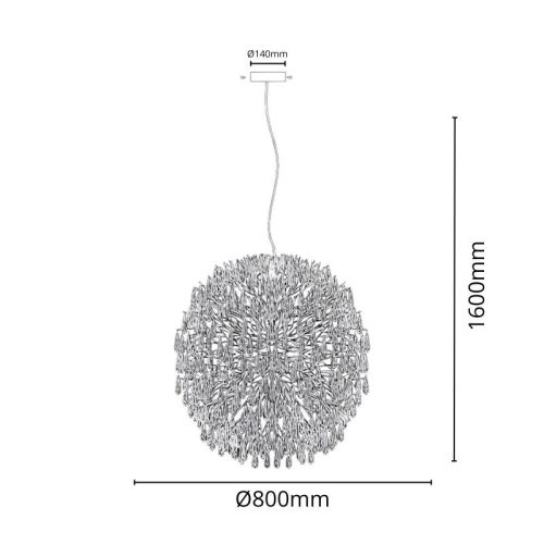 Luxus kristály függőlámpa 24xG9, Ø800 mm, 960W, állítható magasság, IP20 - CA061/800G