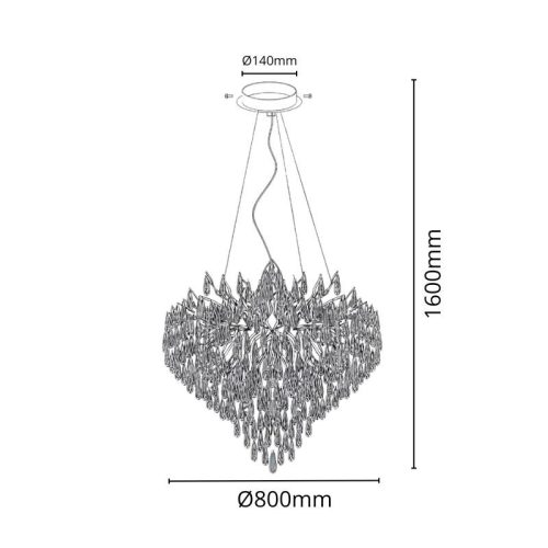 Luxus kristály függőlámpa 12xG9, Ø800 mm, 480W, állítható magasság, IP20 - CA061/800