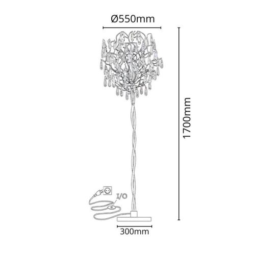 Luxus kristály állólámpa 5xG9, Ø550x1700x300 mm, 200W, IP20 - CA061/F