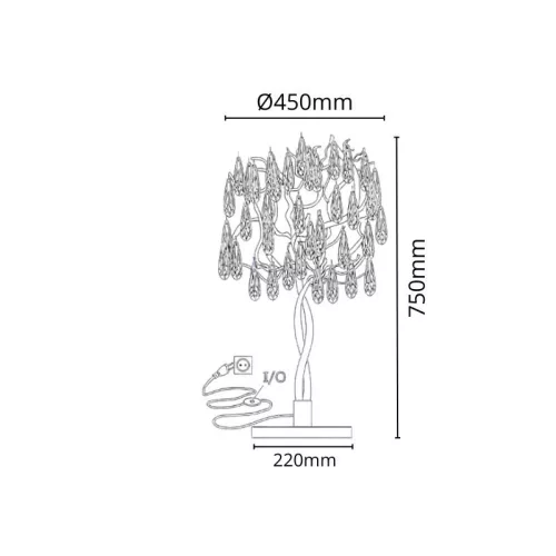 Luxus kristály asztali lámpa 5xG9, Ø450x750x220 mm, 200W, IP20 - CA061/T