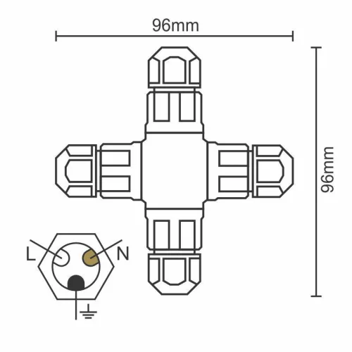 Csatlakozó IP67, 250V, 20A, 4x3x1,5mm kábelhez, földbe süllyeszthető - CW134