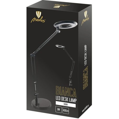 LED asztali lámpa 8W 400lm 4000K IP20 ABS fekete - DL1203/B