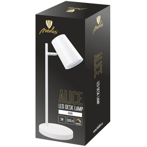 LED asztali lámpa 5W dimmelhető, 300 lm, 4000K semleges fehér, IP20 fehér - DL1205/W