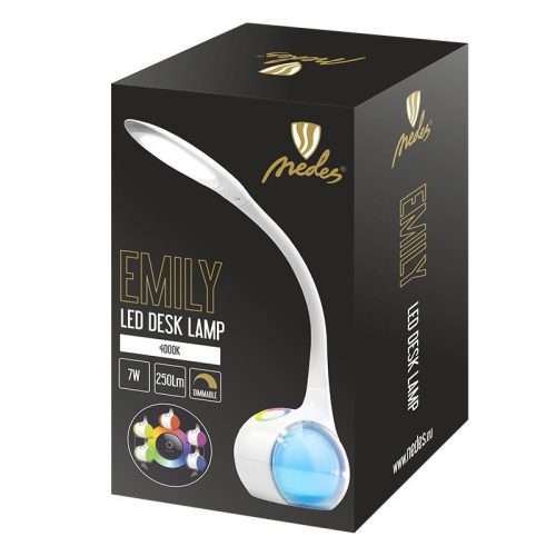 LED asztali lámpa 7W dimmelhető, RGB, 250 lm, 4000K semleges fehér, IP20 fehér - DL3401/W