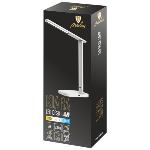 LED asztali lámpa 7W dimmelhető, USB, éjszakai fény, időzítő, 500 lm, 3000-6500K fehér - DL4304/W