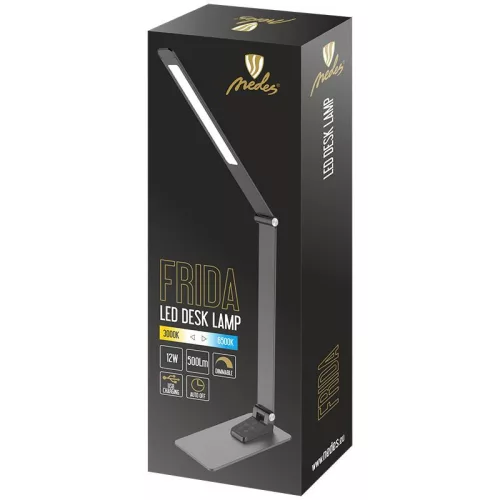 LED asztali lámpa 12W 500lm 3000-6500K dimmelhető USB időzítő - DL5302/B