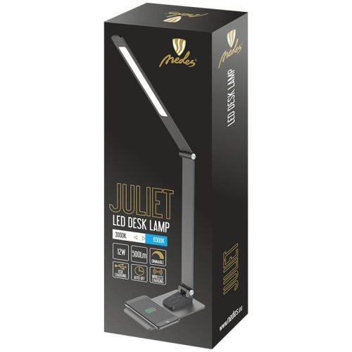 LED asztali lámpa 12W 500lm 3000-6500K dimmelhető USB vezeték nélküli töltés - DL5303/B