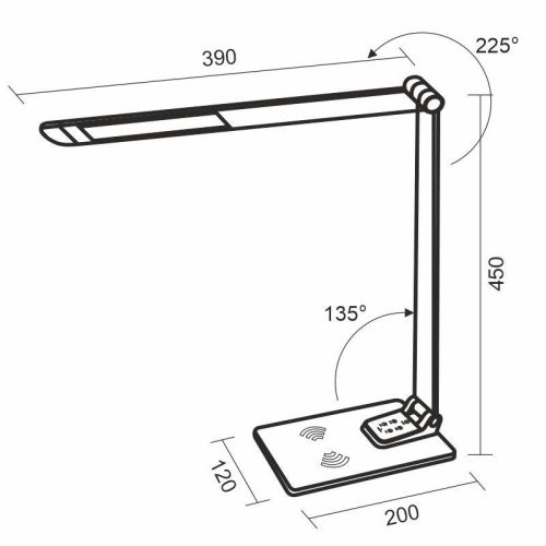 LED asztali lámpa 12W 500lm 3000-6500K dimmelhető USB vezeték nélküli töltés - DL5303/B