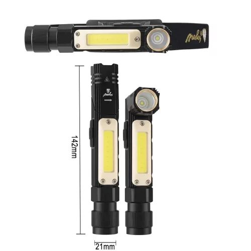 LED tölthető munkalámpa 6W, IP44, Li-Ion 800mAh, állítható, fejlámpa funkció - FL05R