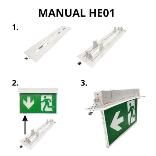 Mennyezeti szerelőkészlet vészvilágító lámpatesthez 370x90 mm - HE01