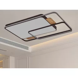   LED design mennyezeti lámpa 280W, 12000 lm, 1000x720x60 mm, 3000K-6500K, IP20, barna-fa-J1342/BRW