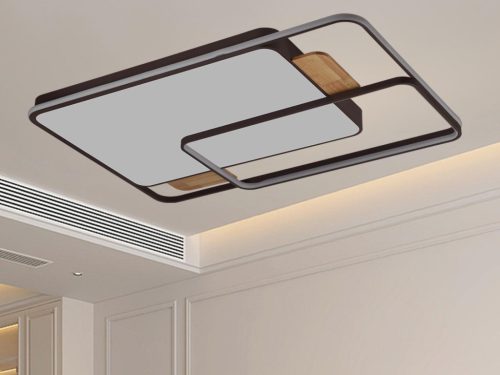 LED design mennyezeti lámpa 280W, 12000 lm, 1000x720x60 mm, 3000K-6500K, IP20, barna-fa-J1342/BRW