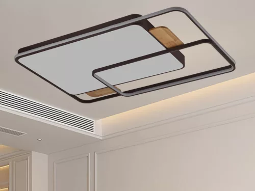 LED design mennyezeti lámpa 280W, 12000 lm, 1000x720x60 mm, 3000K-6500K, IP20, barna-fa-J1342/BRW