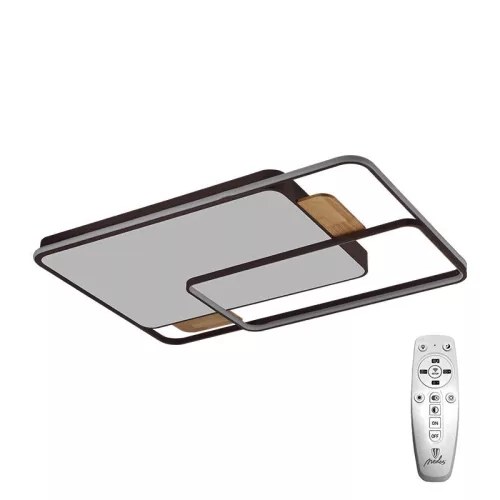 LED design mennyezeti lámpa 280W, 12000 lm, 1000x720x60 mm, 3000K-6500K, IP20, barna-fa-J1342/BRW