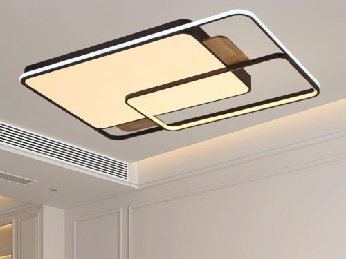 LED design mennyezeti lámpa 280W, 12000 lm, 1000x720x60 mm, 3000K-6500K, IP20, barna-fa-J1342/BRW
